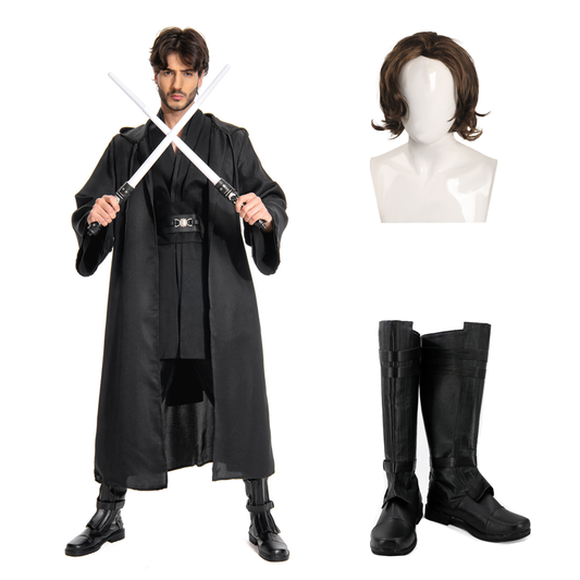 Anakin Skywalker Tenue Jedi Noire Cosplay Costume Version Noire