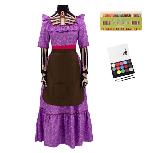 Cosplay Costume Imelda Film Cosplay Robe Violette Femme Maquillage Crayon