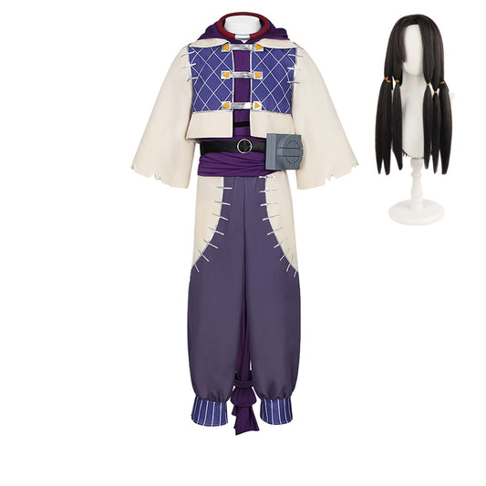 Cosplay Costume Jabba Gachiakuta Anime Cosplay Tenue Beige et Violette Homme Perruque