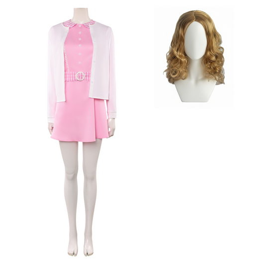 Cosplay Costume Janet Weiss The Rocky Horror Picture Show Film Cosplay Robe Rose+Veste Blanche Femme Perruque