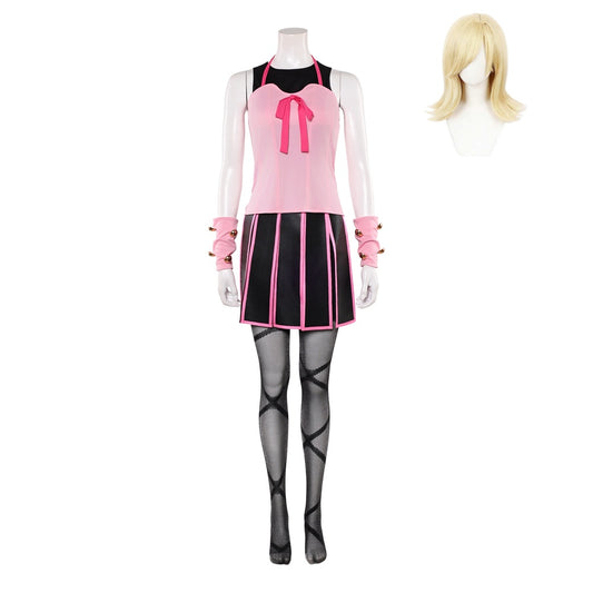 Cosplay Costume Lucy Steel JJBA 7(2026) Anime Cosplay Tenue Rose et Noire Femme Perruque
