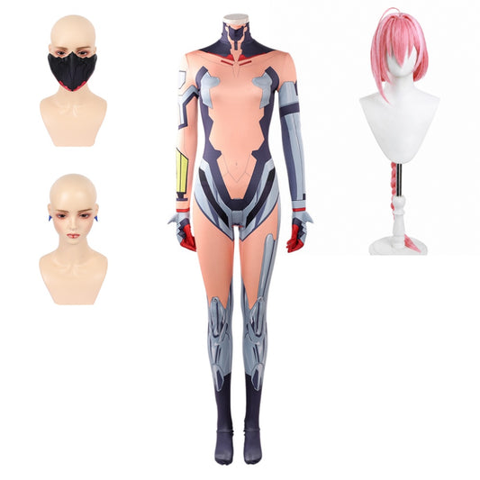 Cosplay Costume Talia Yang Cyberpunk: Edgerunners 2(2026) TV Cosplay Combinaison Orange et Grise Femme Perruque Masque Boucle d'Oreilles