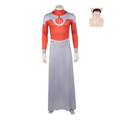 Cosplay Costume Thragg Invincible 4(2026) TV Cosplay Combinaison Rouge et Grise Tenue Homme Barbe 1