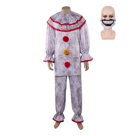 Cosplay Costume Twisty The Clown American Horror Story 13(2026) TV Cosplay Tenue Blanche Homme Masque