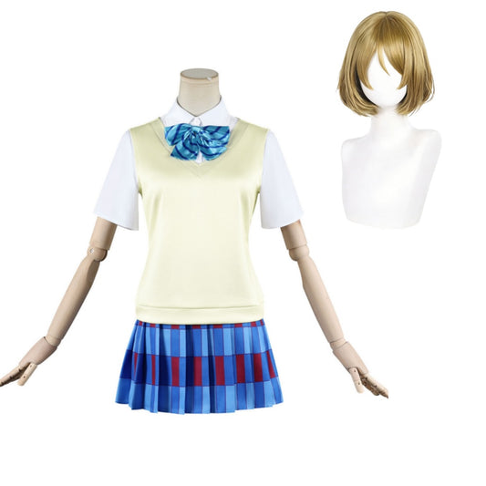Cosplay Costume μ's Love Live! School Idol Project Anime Cosplay Uniforme Scolaire Beige Femme Hanayo Koizumi Perruque