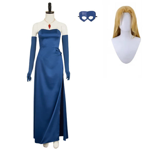 Dispatch(2025) Blazer Robe Bleue Cosplay Costume Perruque