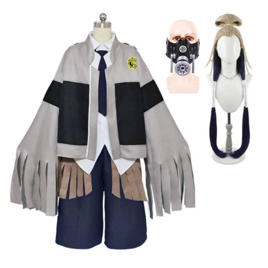 Gachiakuta Tamji Keinzu Tenue Grise et Noire Cosplay Costume Perruque Masque