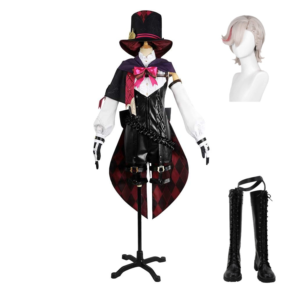 Genshin Impact Lyney Cosplay Costume Perruque Chaussures
