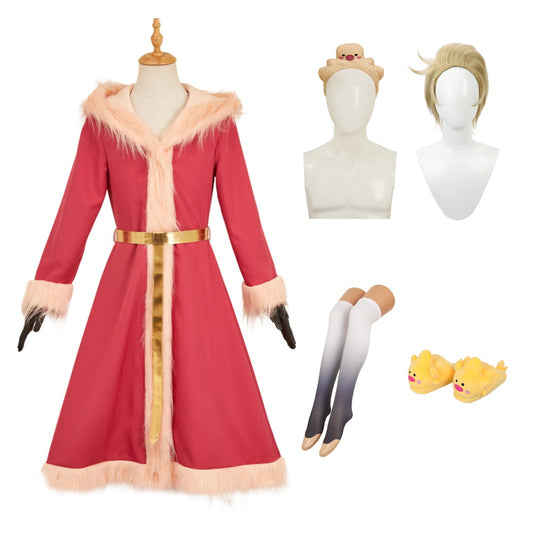 Hazbin Hotel 2(2025) Lucifer Tenue en Peluche Rouge Cosplay Costume Perruque Pantoufles