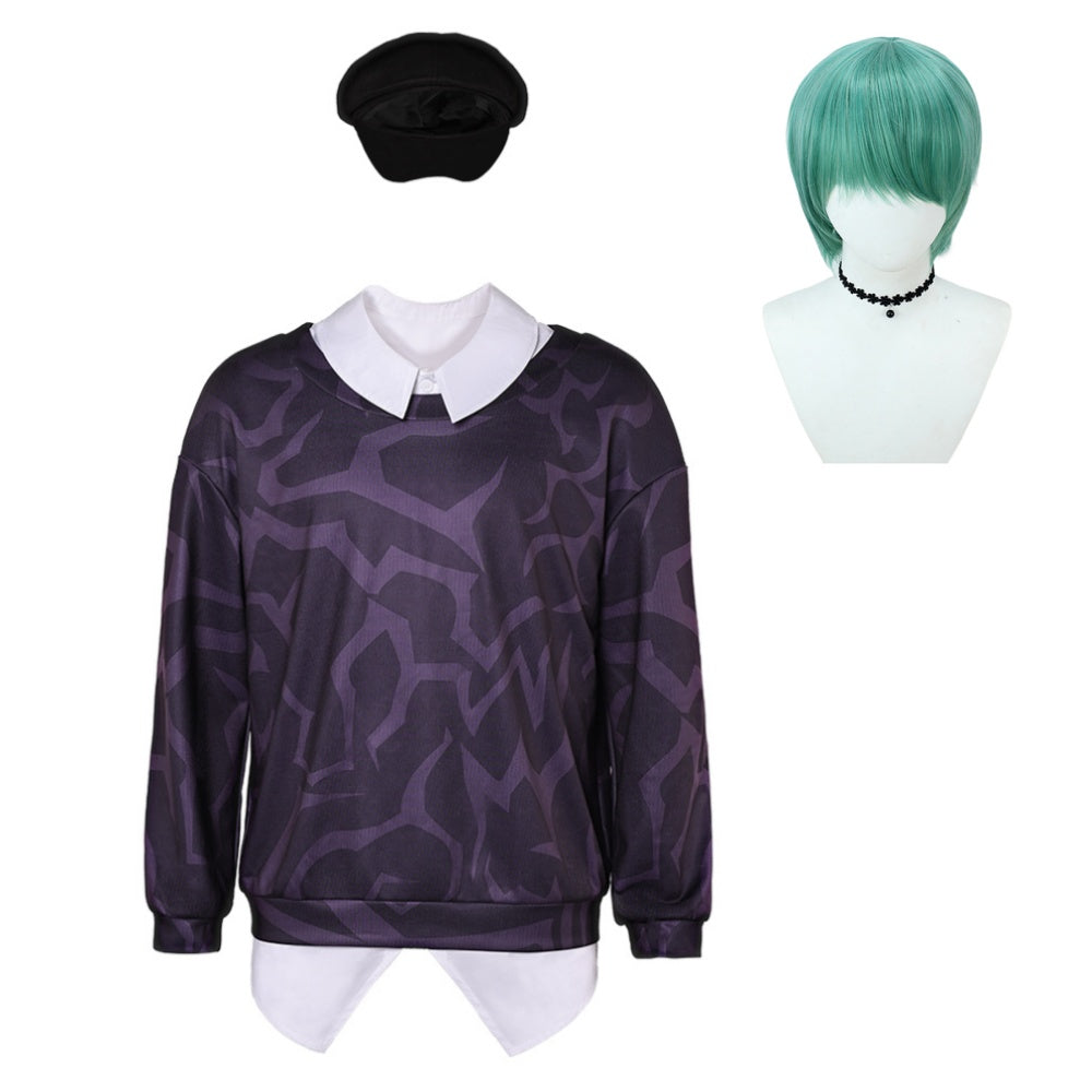 KPop Demon Hunters(2025) Baby Haut Imprimé Noir+Chapeau Cosplay Costume Perruque
