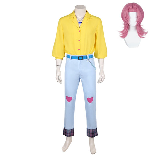 Kpop Demon Hunters(2025) Romance Saja Tenue de Chemise Jaune Cosplay Costume Perruque