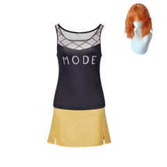 One Piece Live Action 2(2026) Nami Tenue Noire et Jaune Cosplay Costume Perruque