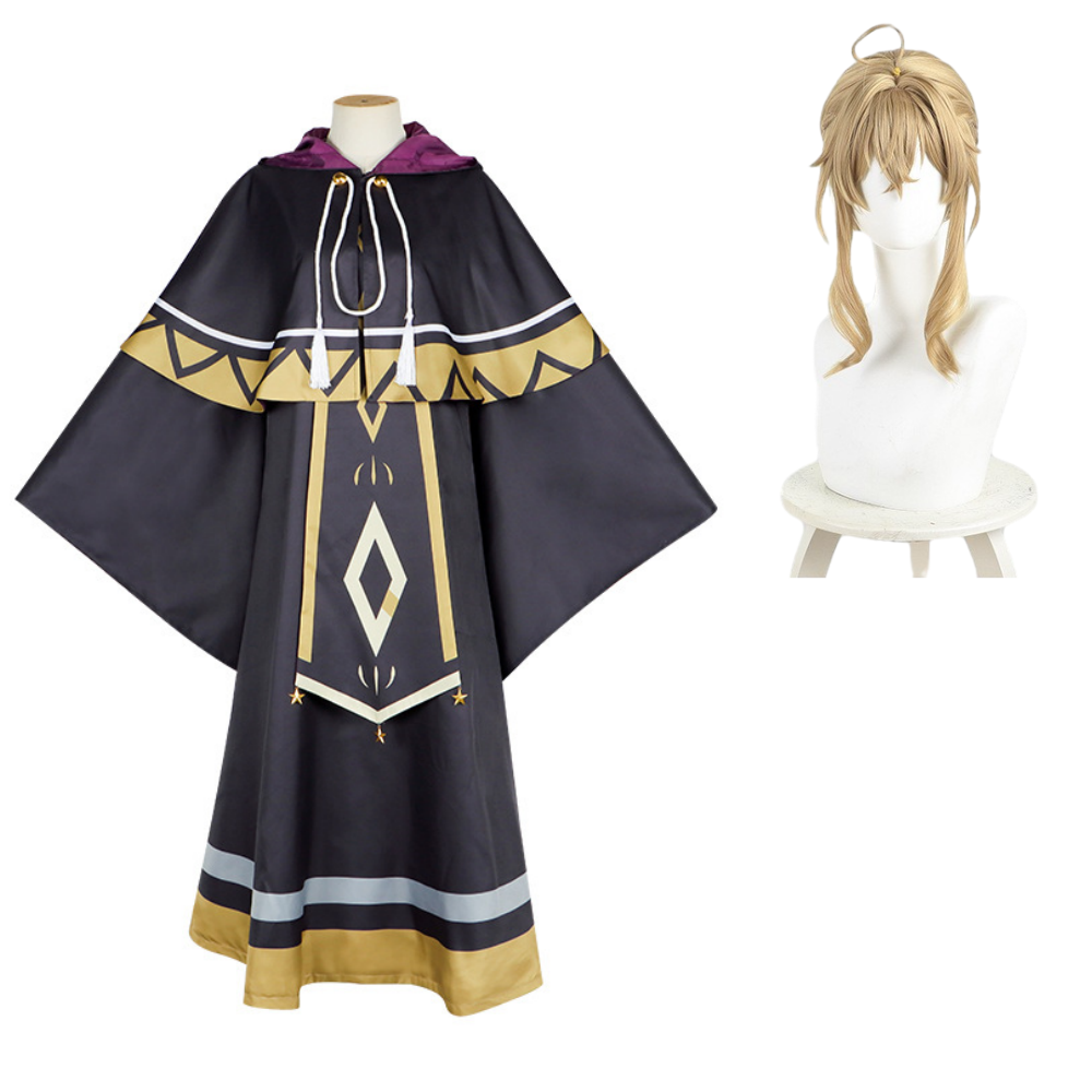 Secrets of The Silent Witch Monica Everett Robe Noire Cosplay Costume Perruque