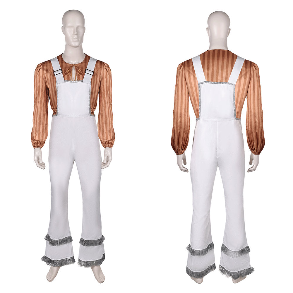 ABBA 1970s Homme Bjorn Ulvaeus Chemise+Salopette Costume Vintage