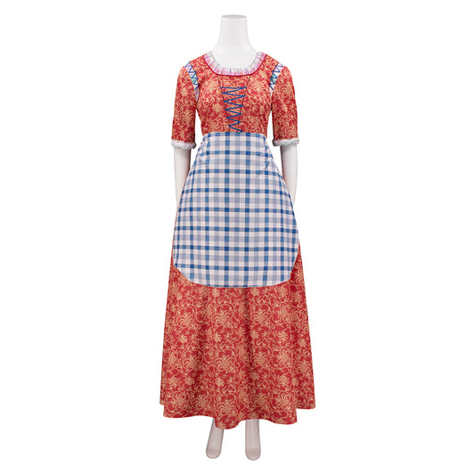 Adulte Blanche Neige(2025) Blanche Robe Rouge+Tablier Cosplay Costume