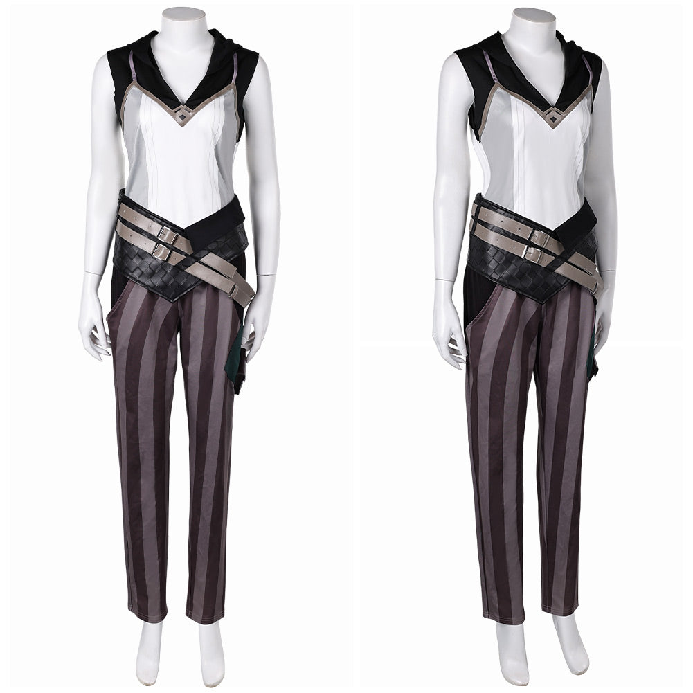 Arcane: League of Legends Saison 2 Vi Tenue Blanche et Noire Cosplay Costume