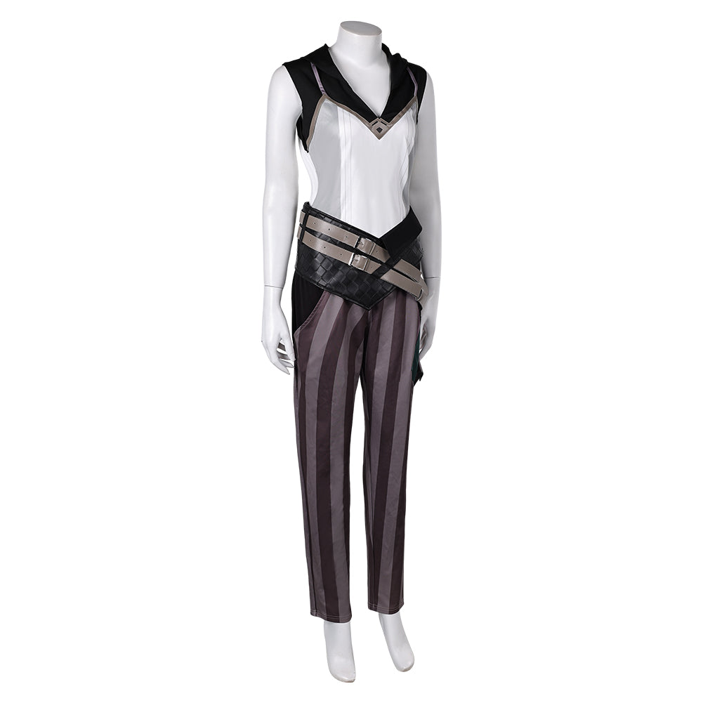 Arcane: League of Legends Saison 2 Vi Tenue Blanche et Noire Cosplay Costume