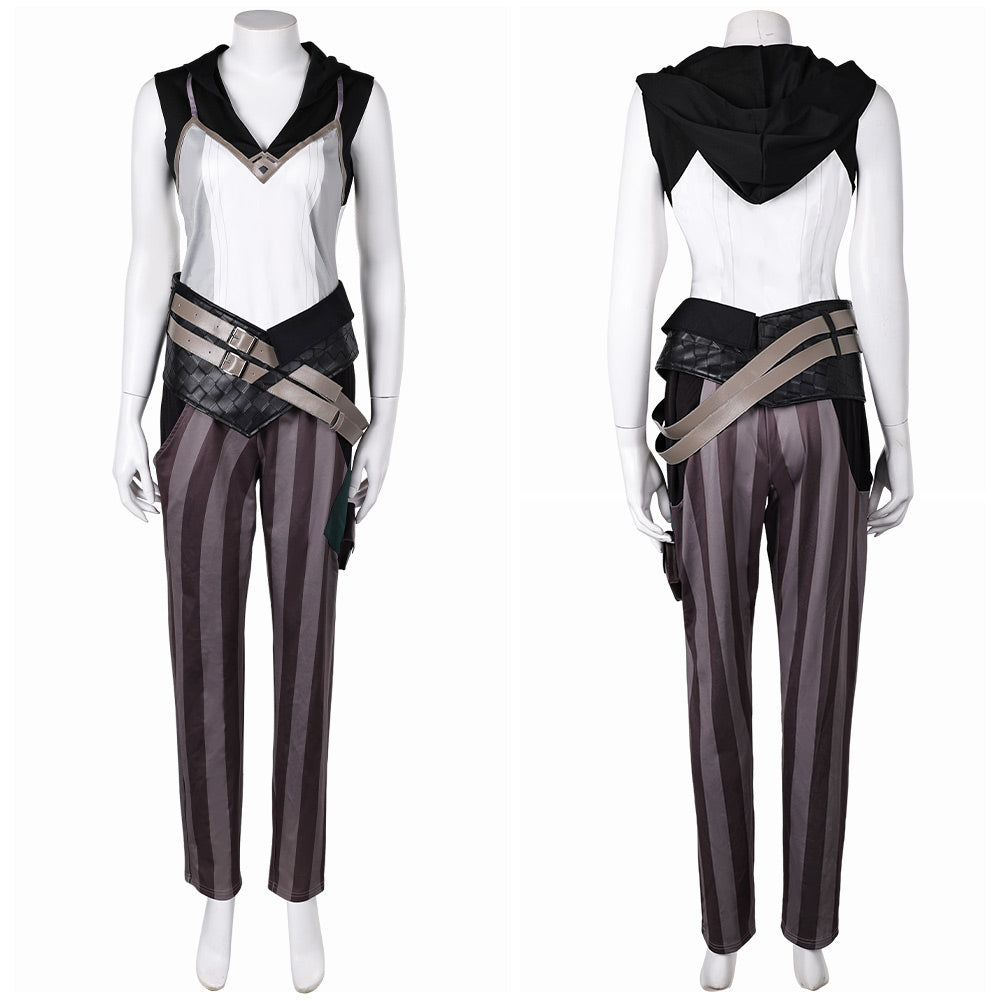Arcane: League of Legends Saison 2 Vi Tenue Blanche et Noire Cosplay Costume
