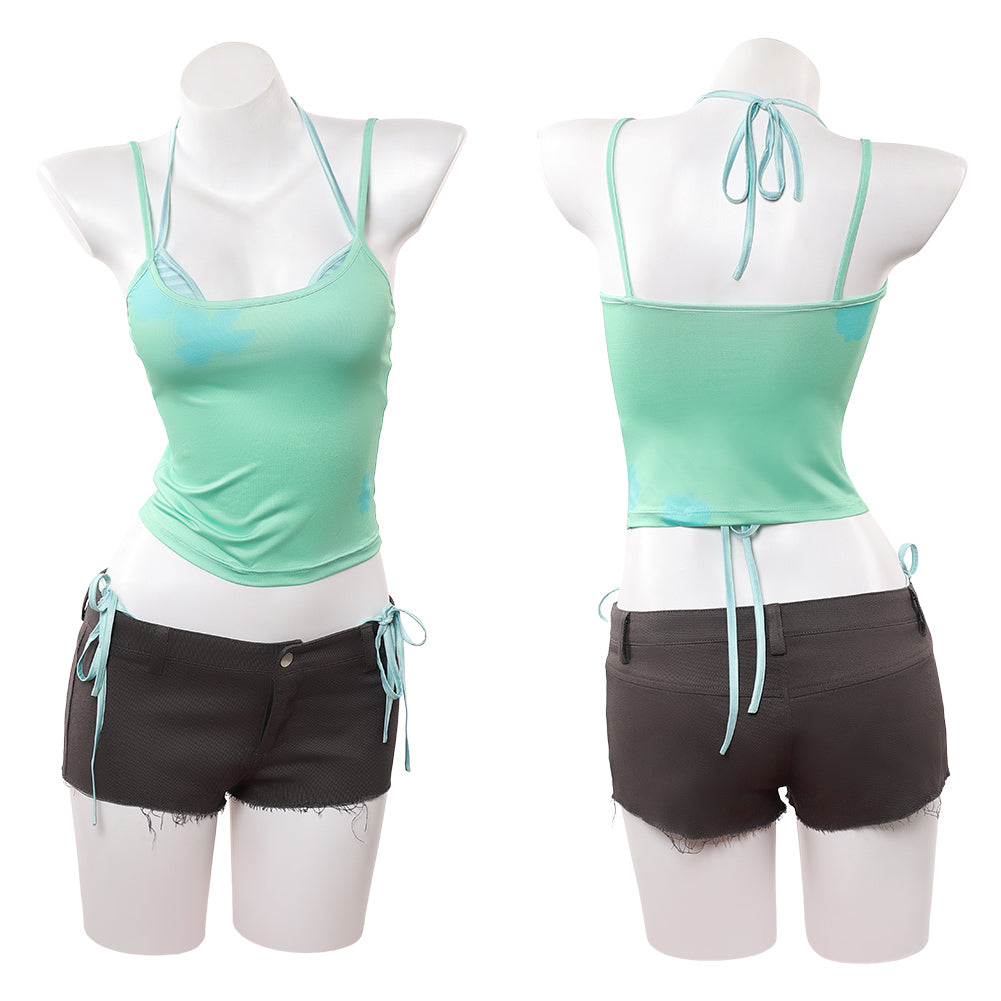 Cosplay Costume Mizi Alien Stage(2026) TV Cosplay Top Vert/Blanc+Short Femme