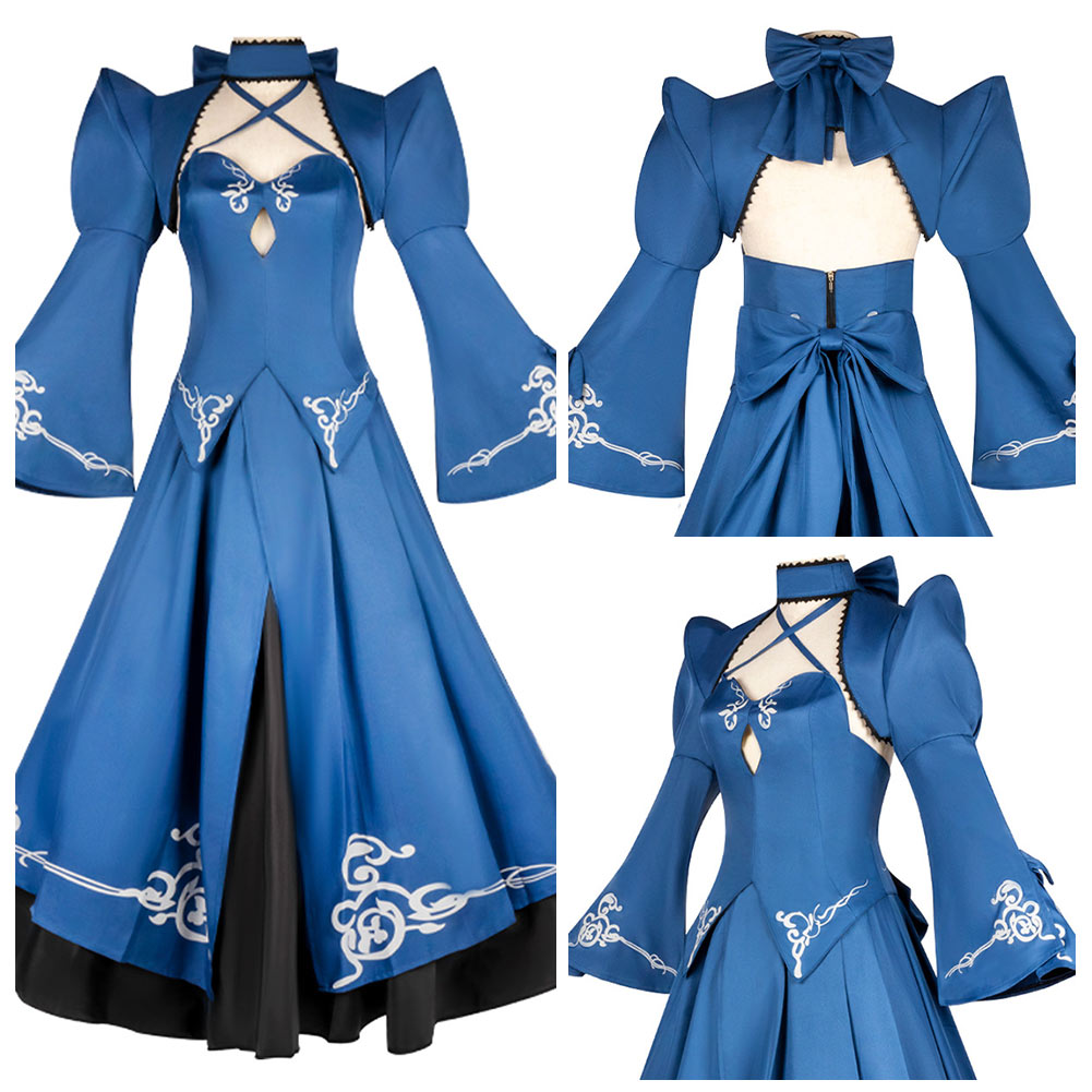 Cosplay Costume Altria Pendragon Fate Grand Order Jeu Cosplay Robe Bleue Femme