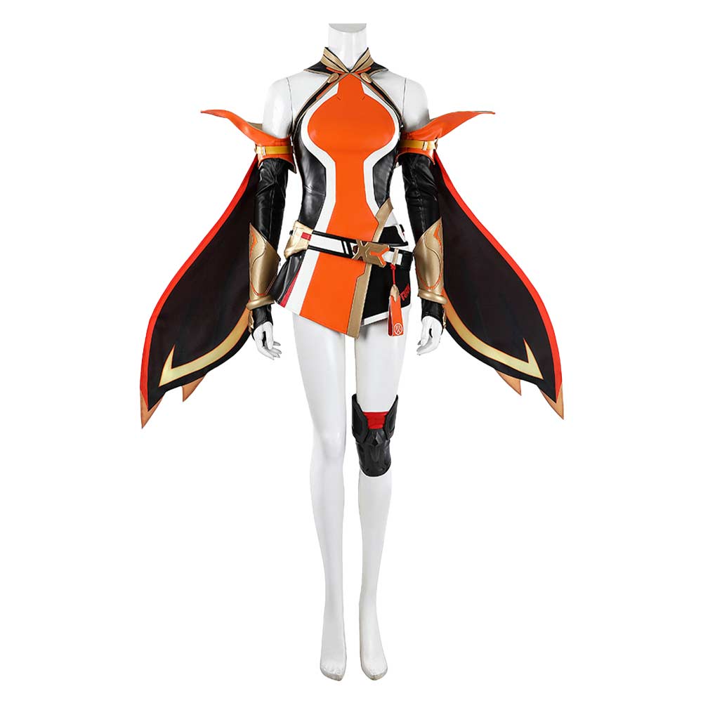 Cosplay Costume Anran Ye Overwatch Jeu Cosplay Tenue Noire et Orange Femme