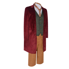 Cosplay Costume Bilbo Baggins The Lord of the Rings(2026) Film Cosplay Tenue Rouge et Marron Homme