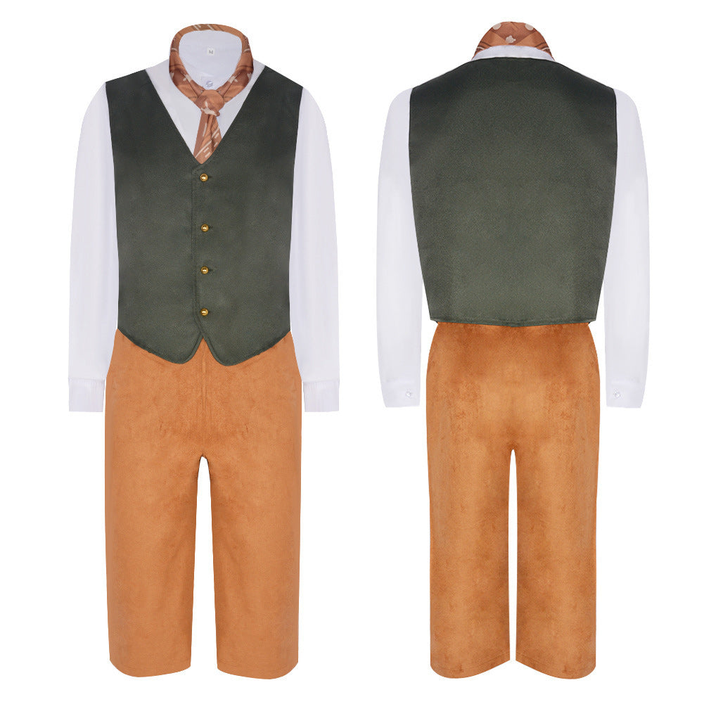 Cosplay Costume Bilbo Baggins The Lord of the Rings(2026) Film Cosplay Tenue Rouge et Marron Homme