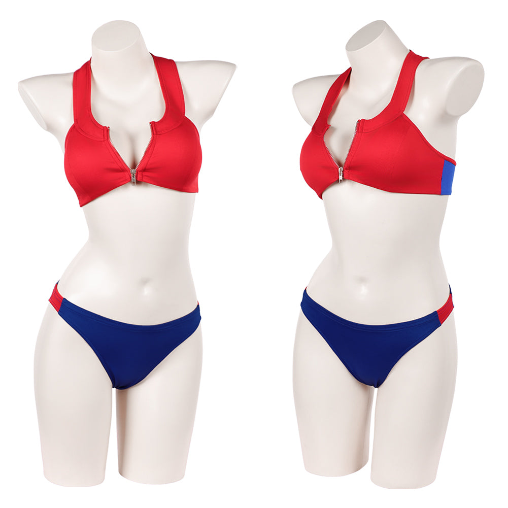 Cosplay Costume C.J. Parker Baywatch TV Cosplay Maillot de Bain Bikini Rouge et Bleu Femme