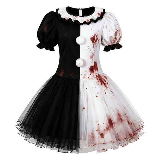 Cosplay Costume Clown Terrifier 4(2026) Film Cosplay Robe Blanche et Noire Enfant