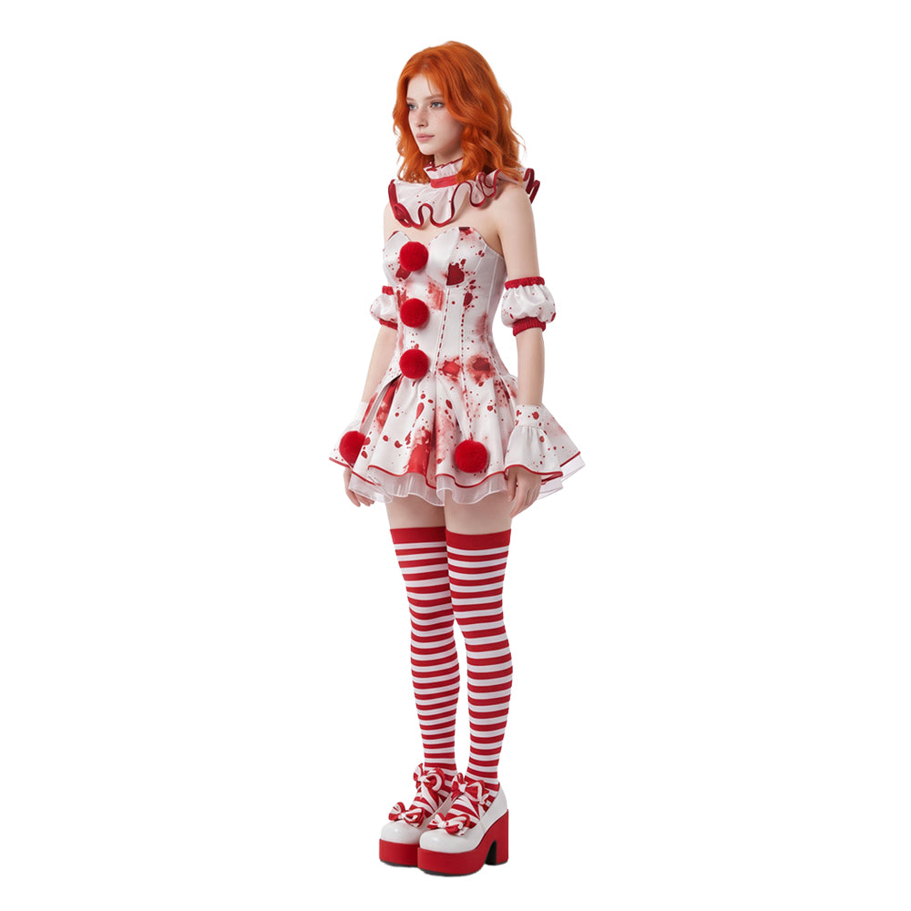 Cosplay Costume Clown Terrifier 4(2026) Film Cosplay Robe Blanche et Rouge Femme