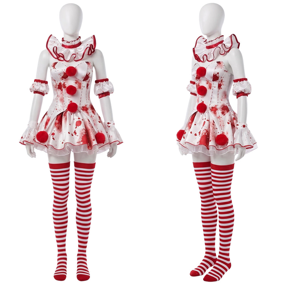 Cosplay Costume Clown Terrifier 4(2026) Film Cosplay Robe Blanche et Rouge Femme