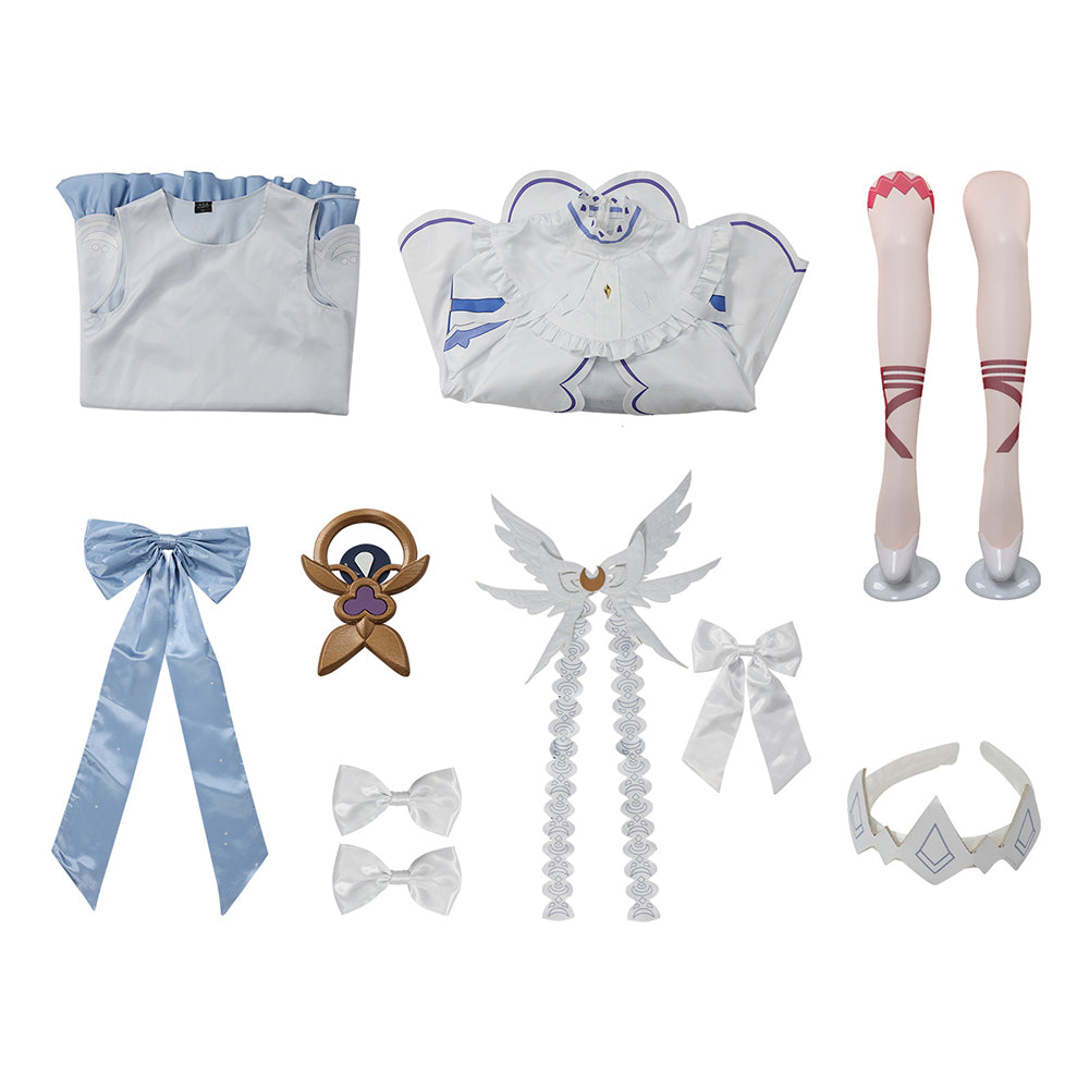 Cosplay Costume Columbina Genshin Impact Jeu Cosplay Tenue Blanche Femme