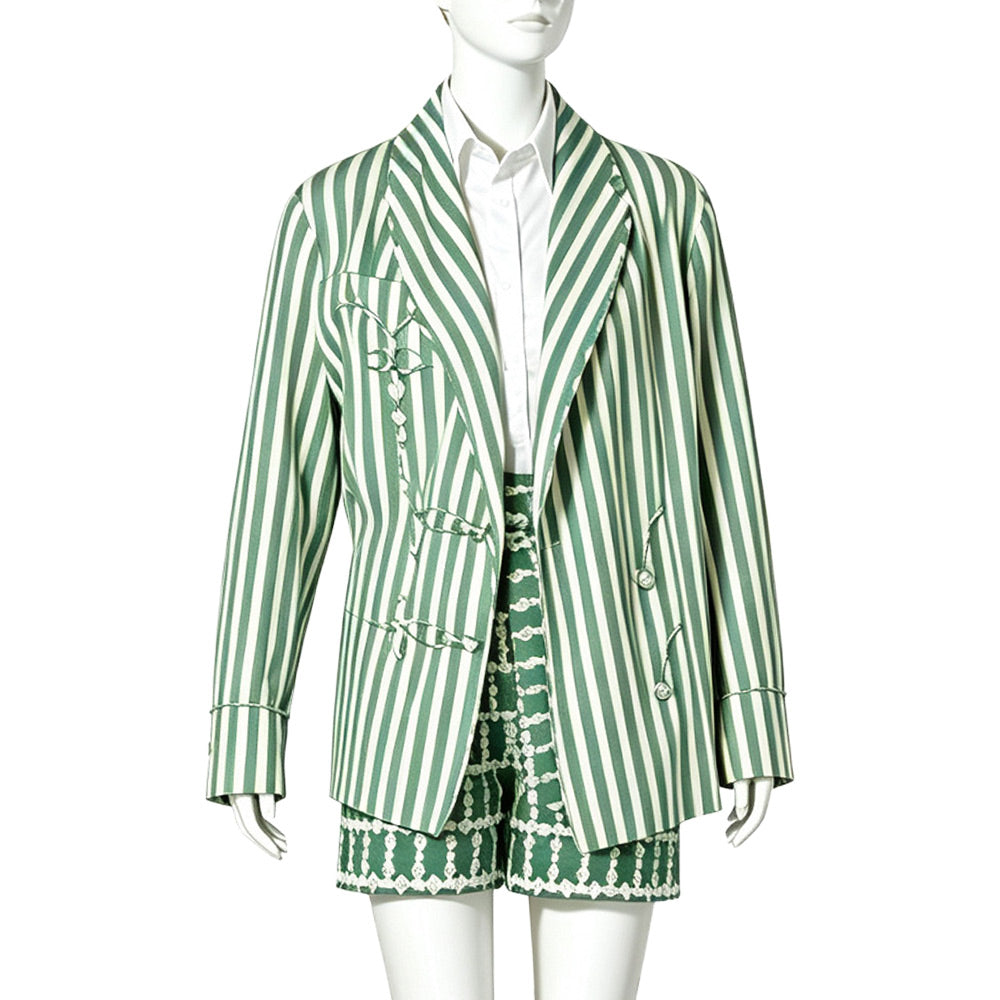 Cosplay Costume Emily Cooper Emily in Paris 6(2026) TV Cosplay Tenue Rayé Vert Femme