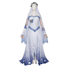 Cosplay Costume Emily Corpse Bride(2005) Film Cosplay Robe de Mariée Blanche et Bleue Femme