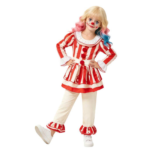 Cosplay Costume Enfant Pennywise It Film Cosplay Tenue Rouge et Blanche