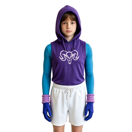 Cosplay Costume Enfant Skeleton King Les Maîtres de l'Univers(2026) Film Cosplay Tenue de Sport Violette