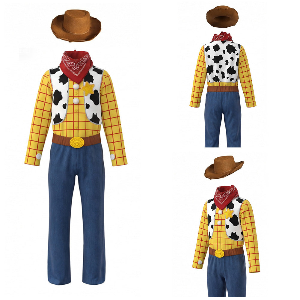 Cosplay Costume Enfant Woody Film Cosplay Tenue Jaune et Bleue