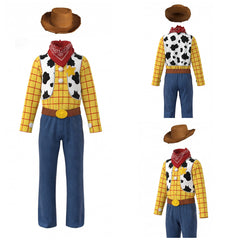 Cosplay Costume Enfant Woody Film Cosplay Tenue Jaune et Bleue