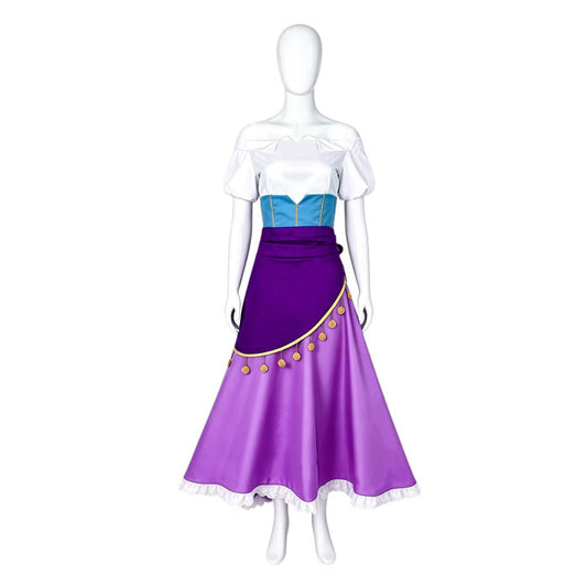 Cosplay Costume Esmeralda The Hunchback of Notre Dame(1996) Film Cosplay Tenue Violette et Blanche Femme