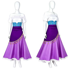Cosplay Costume Esmeralda The Hunchback of Notre Dame(1996) Film Cosplay Tenue Violette et Blanche Femme