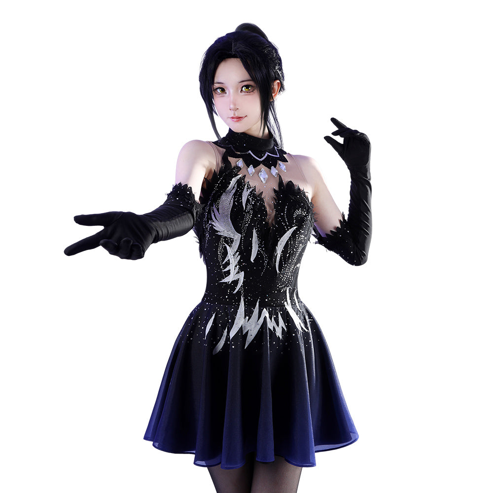 Cosplay Costume Hikaru Kamisaki Medalist Anime Cosplay Robe de Patinage Noire Femme