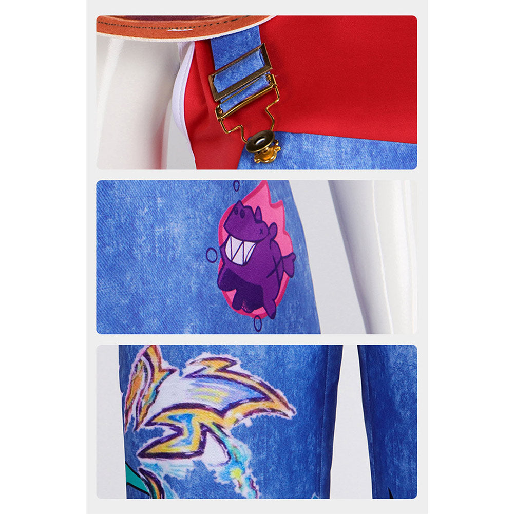 Cosplay Costume Jo Forgotten Island(2026) Film Cosplay Tenue Bleue et Rouge Femme