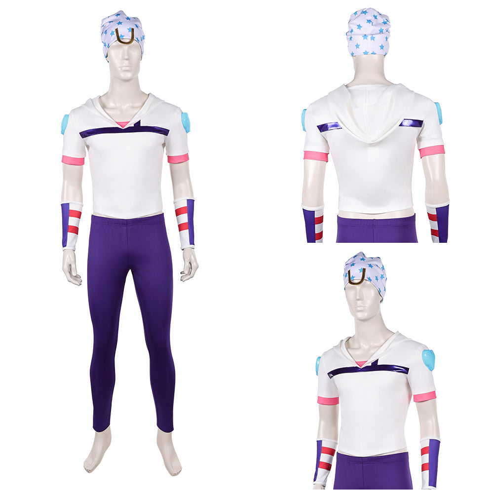 Cosplay Costume Johnny Joestar JJBA 7(2026) Anime Cosplay Tenue Blanche et Violette Homme