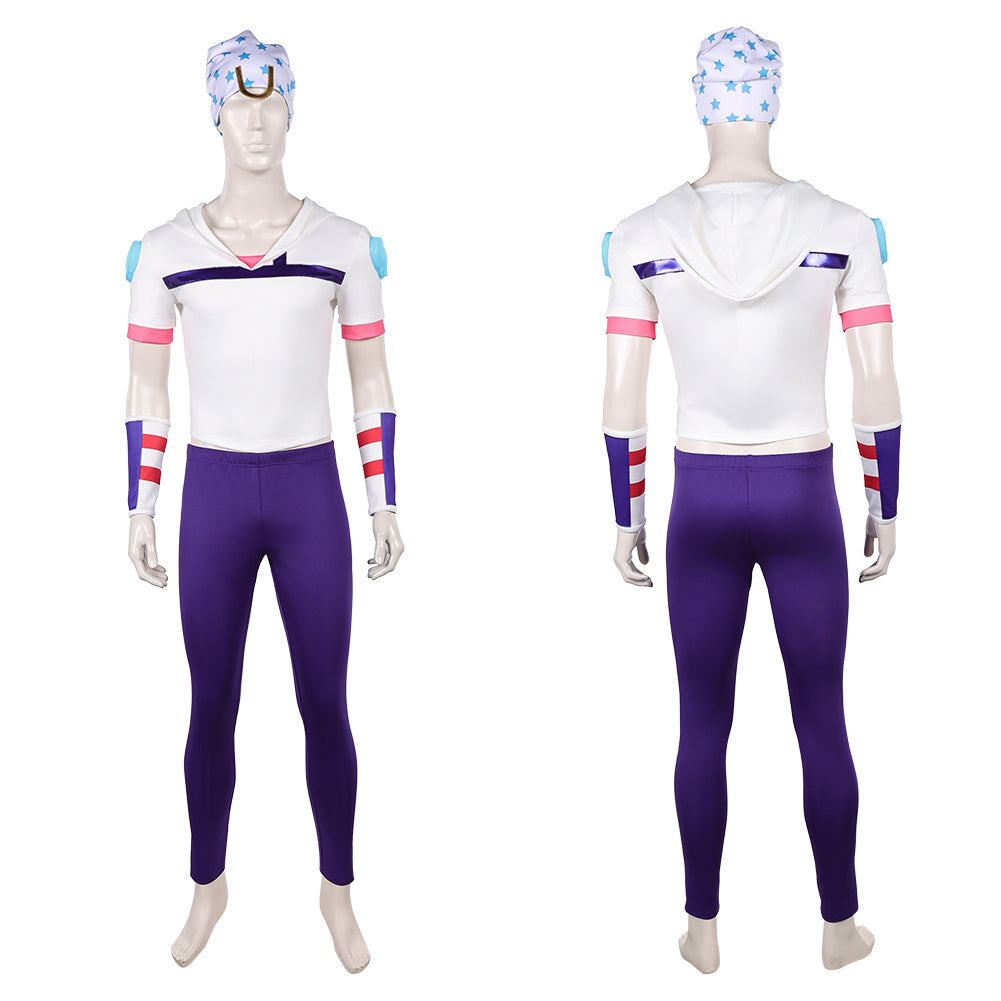 Cosplay Costume Johnny Joestar JJBA 7(2026) Anime Cosplay Tenue Blanche et Violette Homme
