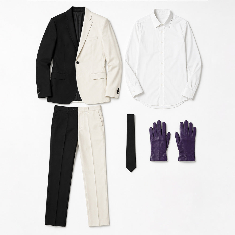Cosplay Costume Joker Batman Film Cosplay Tenue Noire et Blanche Homme