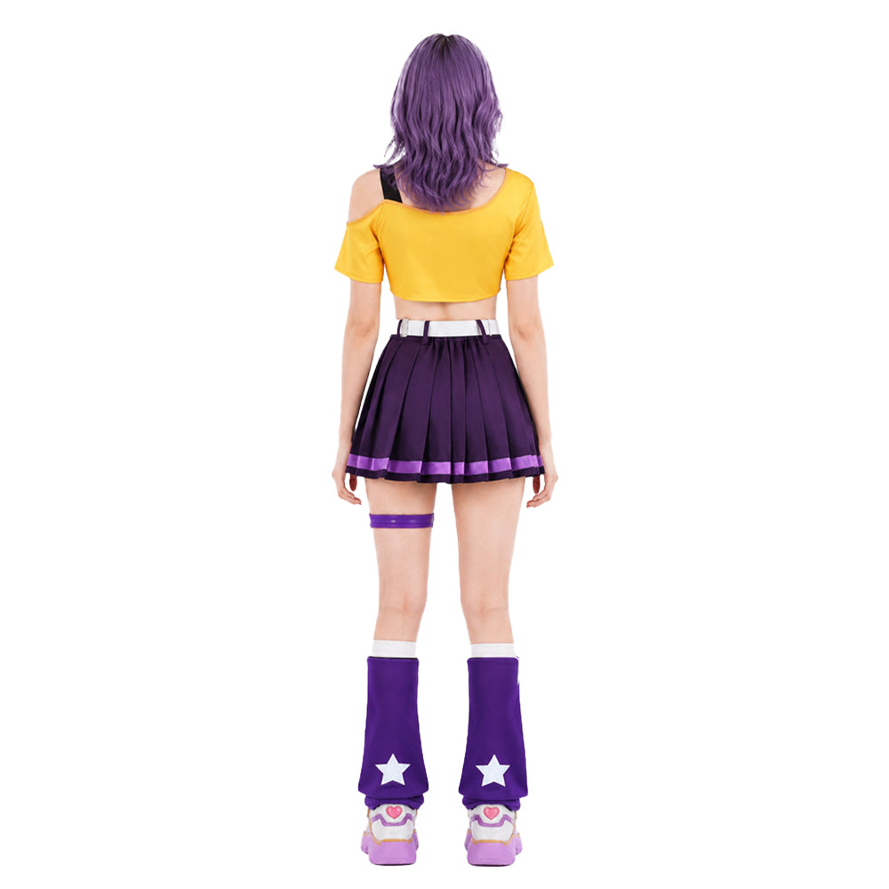Cosplay Costume Juno Overwatch Jeu Cosplay Tenue Jaune et Violette Femme