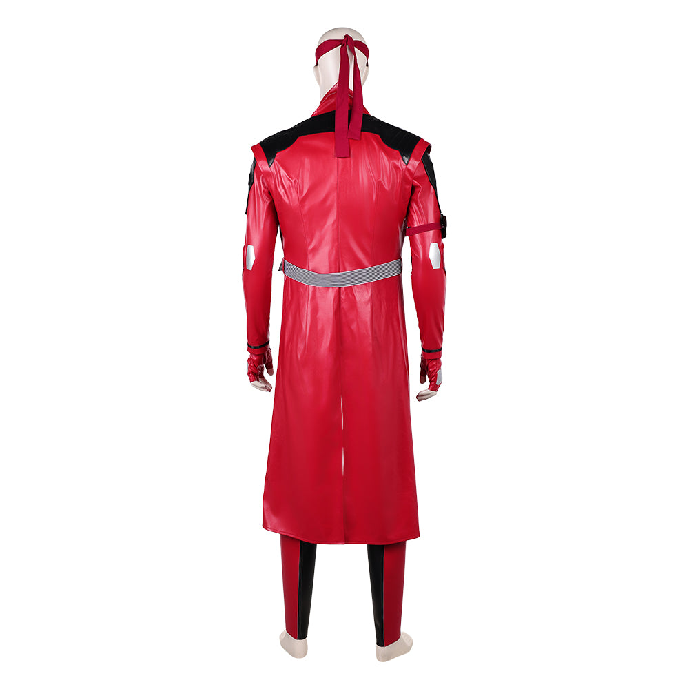 Cosplay Costume Kenshi Takahashi Mortal Kombat 2(2026) Film Cosplay Tenue Rouge et Noire de Cuir Homme
