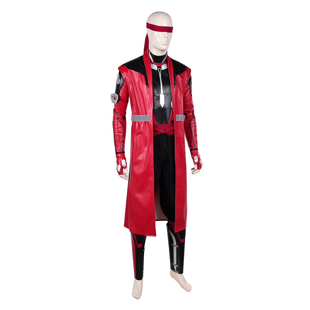 Cosplay Costume Kenshi Takahashi Mortal Kombat 2(2026) Film Cosplay Tenue Rouge et Noire de Cuir Homme