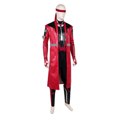 Cosplay Costume Kenshi Takahashi Mortal Kombat 2(2026) Film Cosplay Tenue Rouge et Noire de Cuir Homme