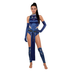 Cosplay Costume Kitana Mortal Kombat 2(2026) Film Cosplay Combinaison Bleue Femme Ver.2